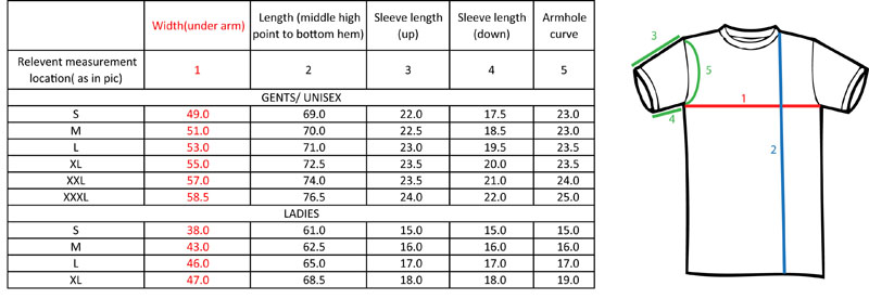 international shirt size chart